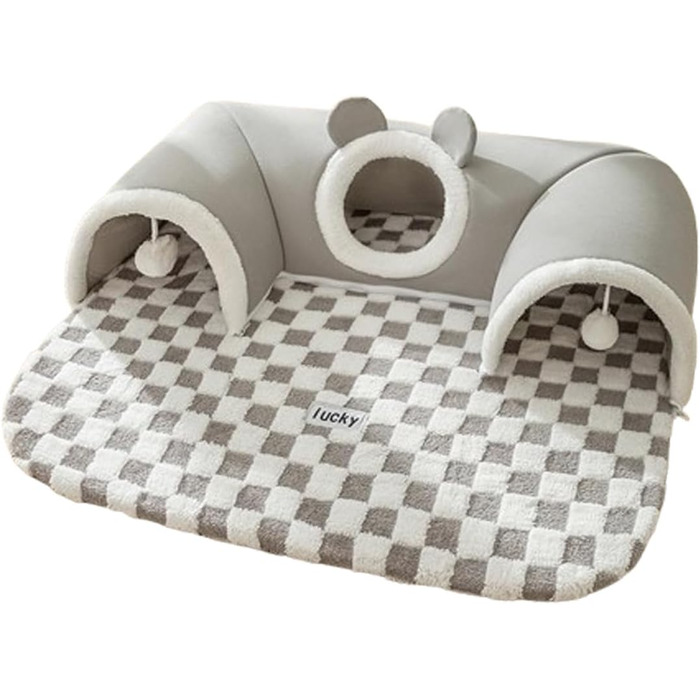 Туннель для котів Origintek, іграшка-будиночок з плюшу, XL 85x70 см, сірий