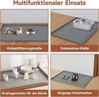 Килимок під лоток для котів 80x56 см, силіконовий, водонепроникний, легко миється, неслизький - сірий