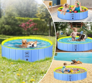 Складаний басейн для собак великого розміру, протиковзкий, для саду та двору (120x30 см)
