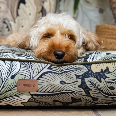 Матрац для собак Rosewood x Morris & Co. великого розміру, бордовий колір, товсто стертий, з неслизьким дном, пральний, з принтом William Morris (Acanthus, L)