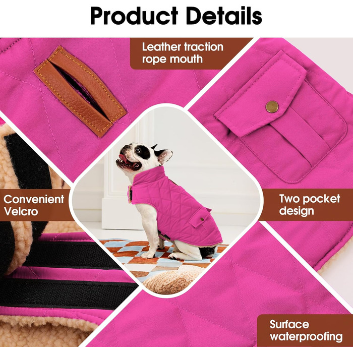 Зимовий теплий одяг для собак: куртка з флісу, тепла сорочка для чихуахуа, такса, рожева, розмір L