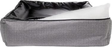 Крісло-ліжко для собак Ferocity з м'яким бортиком та двосторонньою подушкою, матеріал Cordura та велюр, сірий та бежевий, 85x70 см