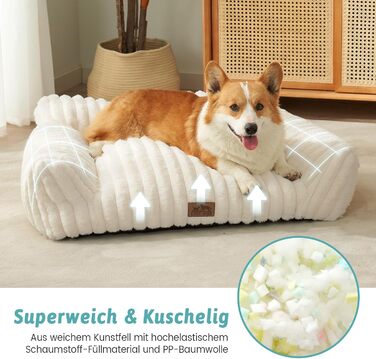 М'яке ліжко для котів та собак, ліжко-лежанка для домашніх тварин, 80x60x33 см, кремовий колір