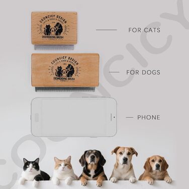Щітка для собак з дерев'яною ручкою, вичіска для тварин, котів, щітка для короткої шерсті, інструмент для видалення шерсті коричневого кольору середнього розміру для собак