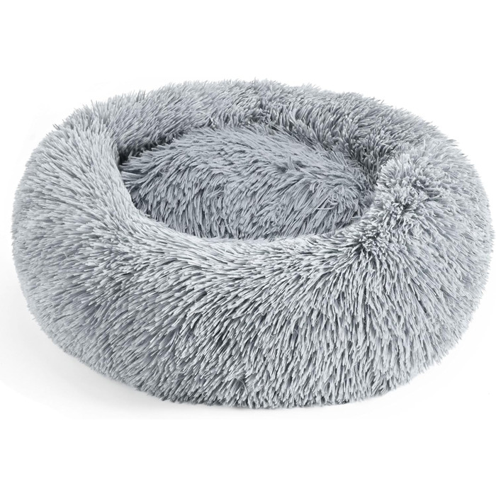 Hoewina Велике ліжко-гніздочко GOG для котів та собак, 71,1 см, розмір M, кругле, м'яке, сіре, для цуценят та кошенят, миється, 28 x 28 x 8 см