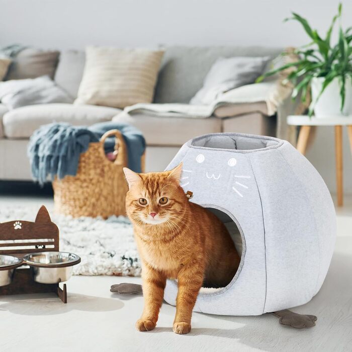 Кігтеточка-будиночок для котів, блакитна, розмір M, 40x40x35 см. Зручне ліжко з Sherpa подушкою, ідеально для дому.