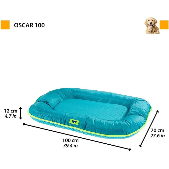 Ортопедичне ліжко для собак великих порід Ferplast - м'яка лежанка з водовідштовхувальним покриттям, 110 x 70 x 8 см (блакитний)