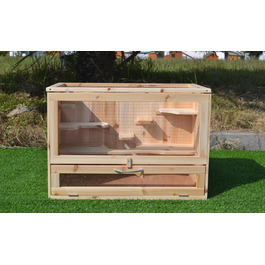 Клітка для дрібних тварин Mucola 60x35x42 см, 5-ярусна, дерев'яна, з відкидним верхом, для хом'яків, мишей