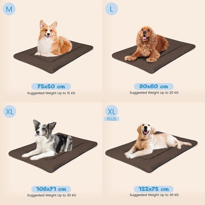 Крісло-лежанка для собак великих порід Baodan, 106x71 см, коричневе, з неслизьким дном