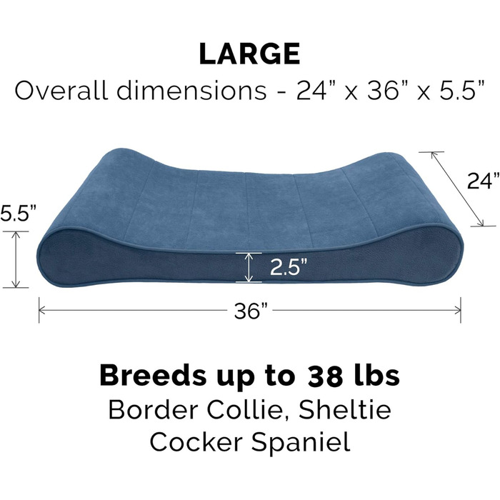 Ортопедичне ліжко для собак Furhaven, великі породи, до 34 кг, знімний, пральний чохол, Minky Plüsch & Samt Luxe, сірий колір, Jumbo/XL, розмір 91 x 61 x 14 см