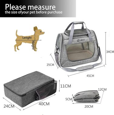 Транспортна переноска для котів Ruyiczb, чорна. Складана переноска для котів, переноска для подорожей, сумка-переноска для тварин