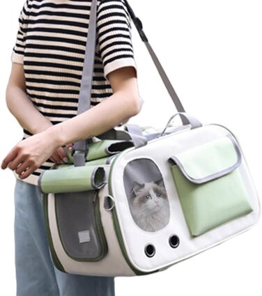 Зручна переноска для тварин: переноска для кота/собаки, складана, зелена