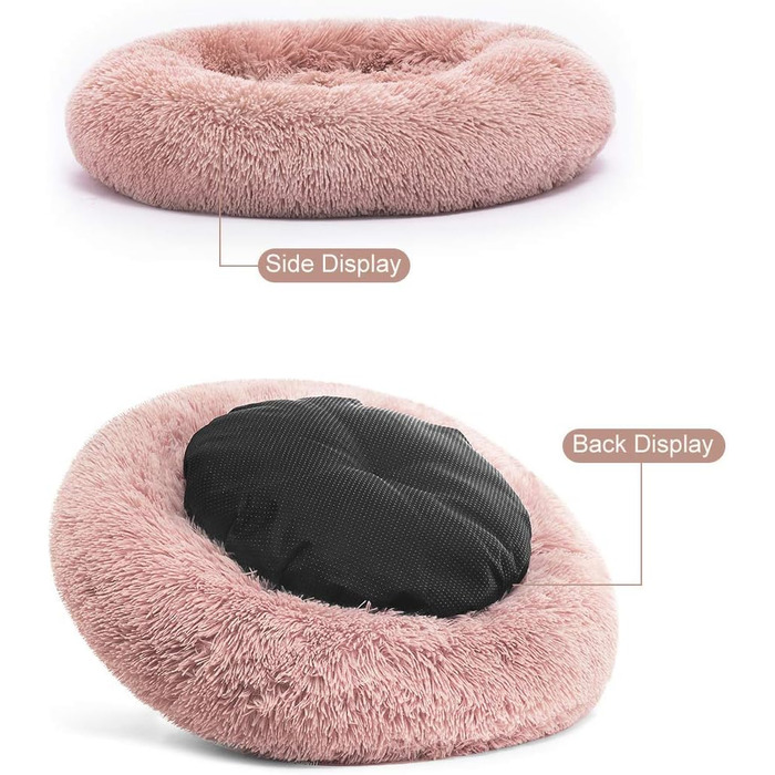 Ортопедичне ліжко для собак з штучного хутра, кругле, кошик для собак, подушка для середніх та великих собак, дуже м'яке, можна прати в пральній машині, подушка-донат XL Rose XL Rose