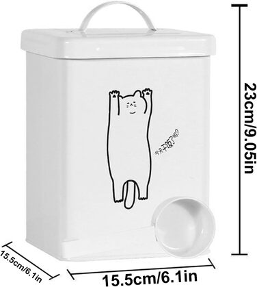 Контейнер для зберігання корму для тварин 5л з ложкою та кришкою | Декоративний контейнер для котячого корму, для собак, сухих кормів, ласощів, рису або борошна