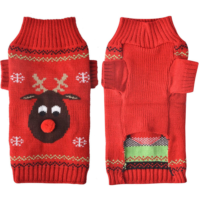 Стильний зимовий светр для собак на Новий рік з оленем (XXL, червоний)