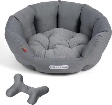 Кругле ліжко для собак Doctor Bark - м'яке, з ортопедичною подушкою, для собак середніх порід, миється до 95°C, Made in Germany (L - 60x50 см, світло-сірий)