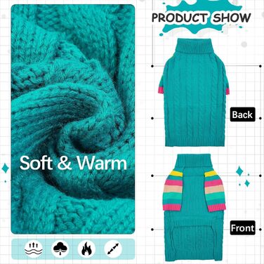 Зелений теплий светр для собак, тепла жилетка для дівчаток та хлопчиків, теплий светр-воротник для собак, ідеальний для святкування Різдва, підходить для Французького бульдога та Бігля, розмір M