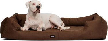 Ортопедичне ліжко для собак Tierlando® Pluto Ortho VISCO з м'якого велюру, Viscoschaum, розмір PLV5 130x100 см, колір 02 Графіт (PL3 | M+ | 90x75 см, 01 Коричневий)