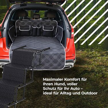 Рампа для собак у багажник авто з захистом, 4 сходинки, 55–76 см, до 70 кг, складана, з килимком