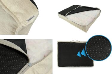 Килимок для собак Sesto Senso Premium, прямокутний, 100x70 см, Memory Foam, знімний чохол, сірий мишачий (M, Model 1 - Ecru - Elfenbein)