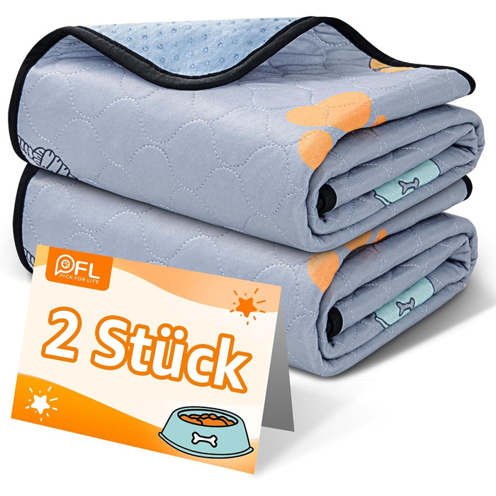 Багаторазові підкладки для цуценят, 2 шт. - супер впитываючі пелюшки для собак, нековзні тренувальні килимки для диванів, вольєрів або автокрісел, 76x81 см (2 шт.)