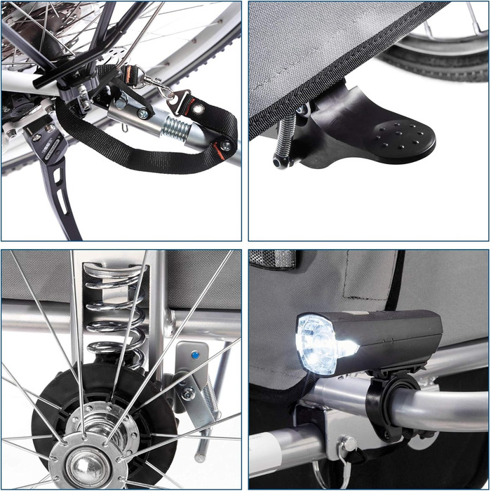 Дитячий велопричіп Fischer Komfort з підвіскою, сертифікований TüV/GS, зелений/антрацитовий, для 2 дітей