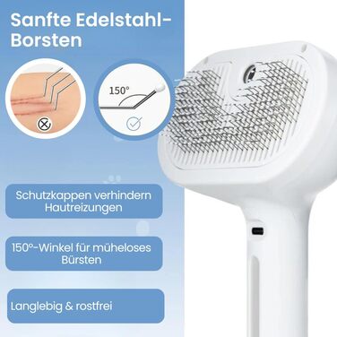 3-в-1 щітка для грумінгу тварин з парою та спреєм, для котів та інших домашніх улюбленців, видаляє відмерле волосся, самоочищення, вирівнювання (зелена)