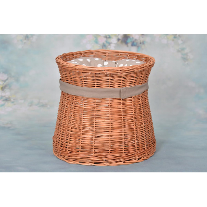 Кішка Будка Кругла Натурального Кольору: Двоярусний Корзинка для Кішки з Велюровою Подушкою, Корзинка з Плетеної Вельветової Лози, Кішка-Тур, Меджовтий Колір