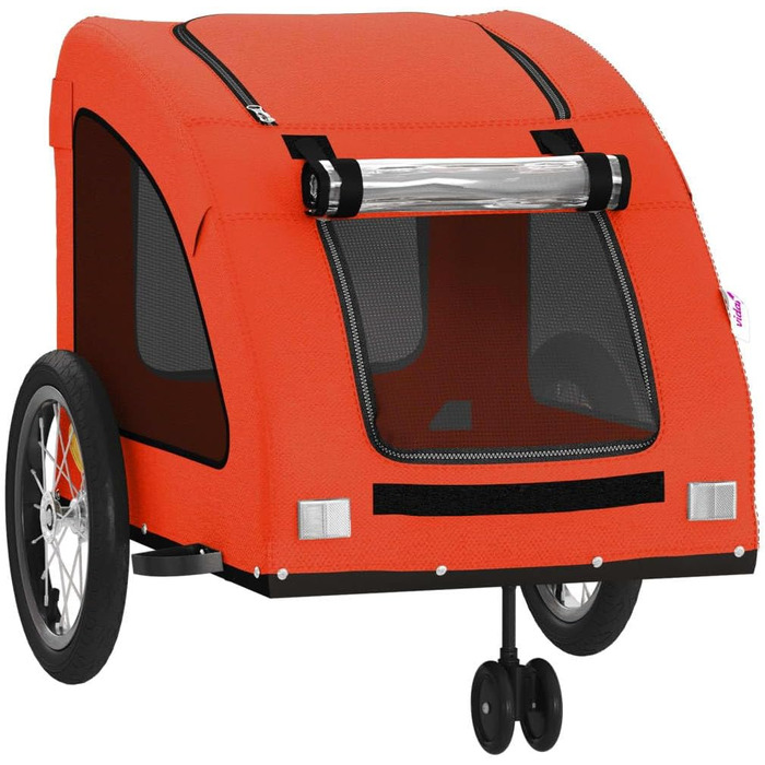 Фургон для собак VidaXL - переносний, з прапором та світловідбивачами, до 45 кг, Oxford-Gewebe, 63.5 x 124.5 x 66 см, Оранжевий