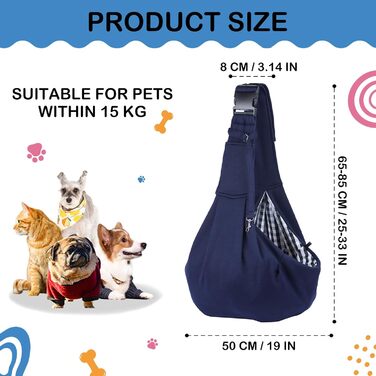 Сумка-переноска для собак Sertay, блакитна, регульована, для щоденних прогулянок та покупок