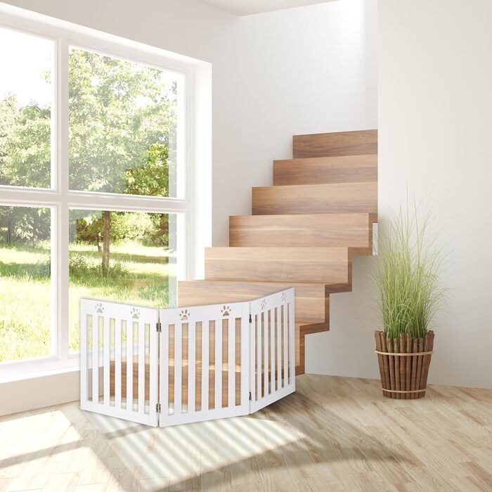 Захисне ворота для собак Relaxdays, 60 x 153 см, MDF, розкладне, біле