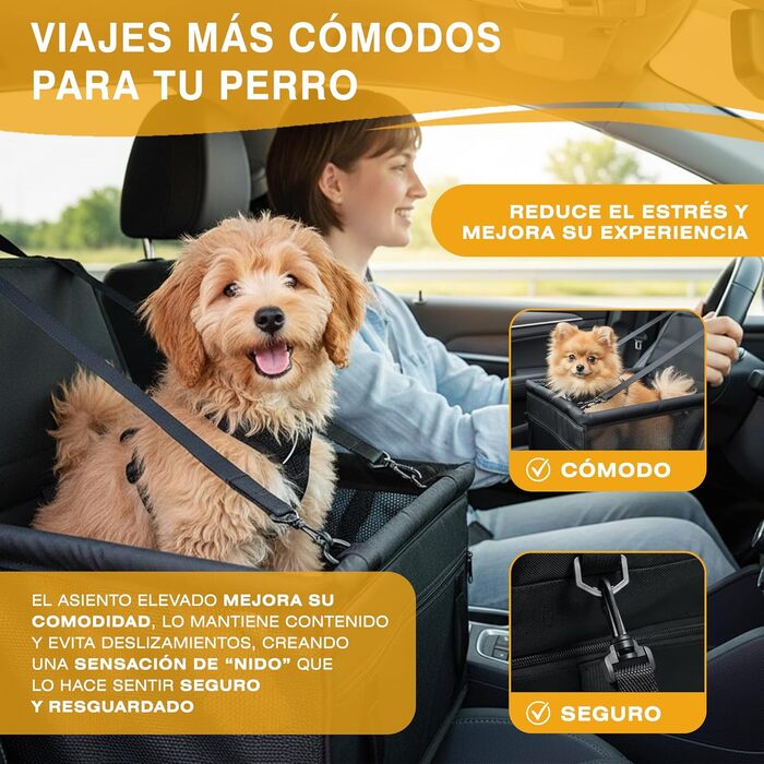 Автокрісло для собак маленьких порід (до 10 кг) – водовідштовхувальне, з жорстким захистом, ременем безпеки, універсальним кріпленням, вентиляційними отворами та передньою кишенею