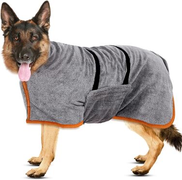 Рушник для собак великих порід, халат для собак, з застібкою на липучці, швидко вбирає воду, розмір L