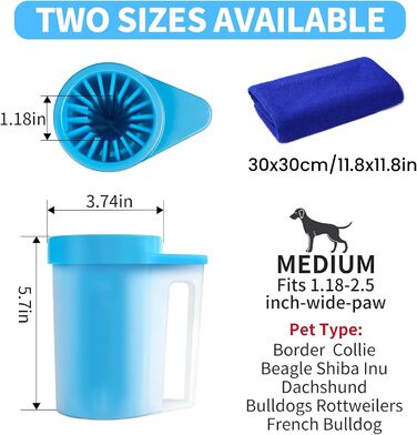 Очищувач лап для собак: видаляє бруд та сміття. Комплект з рушниками. Силіконовий очищувач лап для собак, портативний. Рожевий, Зелений (M)