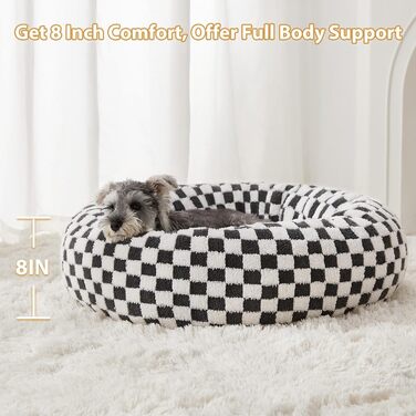 BFPETHOME кругле лежанка-донат для малих собак і котів, заспокійливе ліжко для домашніх тварин з нековзною основою, м'яке ліжко для цуценят і кошенят, стильний дизайн
