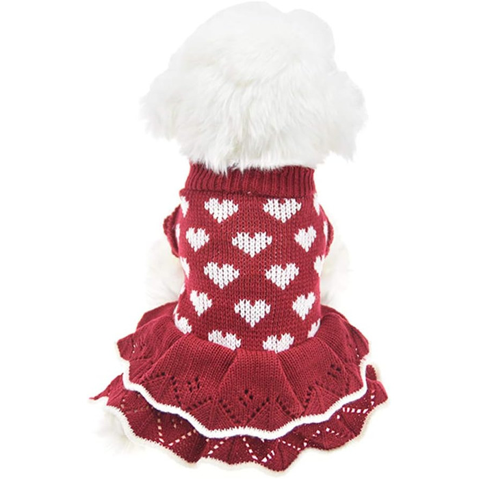 Теплий зимовий пуловер для собак маленьких порід MuYaoPet, червоний, розмір XS (для дівчаток, коргі, чихуахуа, такса)