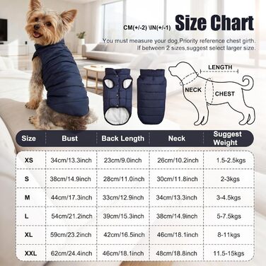 Теплий зимовий одяг для собак: водонепроникна куртка з флісу для великих собак. Зелений пуловер для собак, розмір M, колір синій