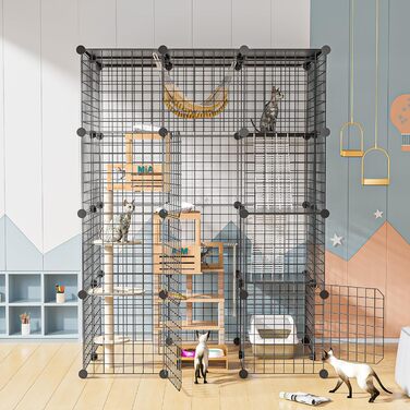 Великий котячий вольєр для дому та вулиці, металевий, знімний, DIY Catio для 1-3 котів, 2x3x4 м, ігровий майданчик