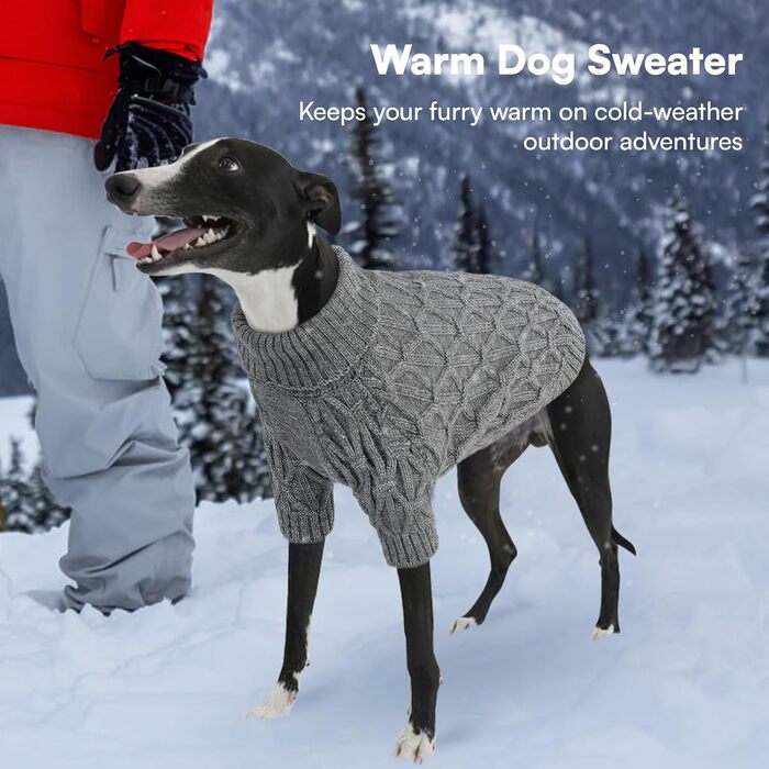 Светр для собак Queenmore, теплий та еластичний, для такс, мопсів, грейхаундів, сірий, розмір M