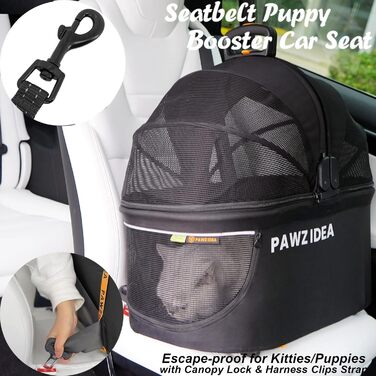 PAWZIDEA Візок для собак 4-в-1, переноска для котів, чорний. Візок для тварин до 33 кг, швидко складається, з капюшоном Easy-Lock