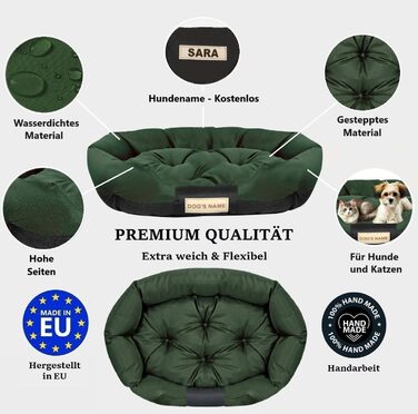 Гіркий собачий лежак для великих собак XL 115x95 см. Персоналізований з іменем собаки. Водонепроникна подушка для собак. Лежак для собак для дому (XXL 130 x 105 см, зелений)