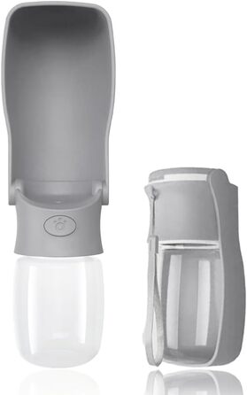 Водяна пляшка для собак на прогулянку 570мл або 350мл - портативна фляга для цуценят, малих, середніх та великих собак (Сірий)