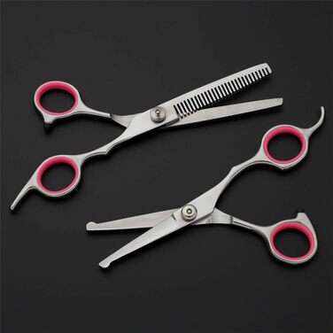 Набір професійних ножиць для грумінгу домашніх тварин, з нержавіючої сталі. Ножиці для стрижки, розріджуючі ножиці, вигнуті ножиці, безпечні закруглені кінчики.