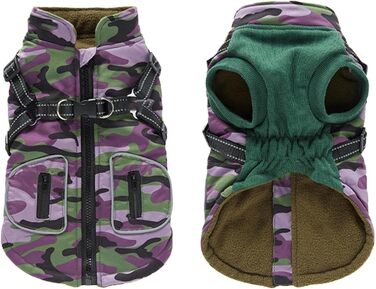 Зимова куртка для собак, теплий зимовий плащ для собак - світловідбивна куртка для собак, жилет для собак з інтегрованим шлейкою для маленьких та середніх собак (фіолетовий, M)