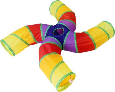 Туннель для котів Bemodst Regenbogen, S-подібний, інтерактивний, 4-х стороння іграшка-лабіринт для котів, кроликів, хом'яків, цуценят