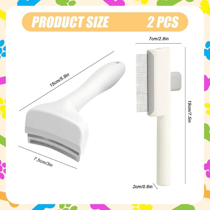 Набір гребінців від бліх для котів та собак: видалення бліх, шерсті та вичісування блукаючого хутра. Включає гребінець для чищення зубів V-подібної форми та самоочищувані гребінці.