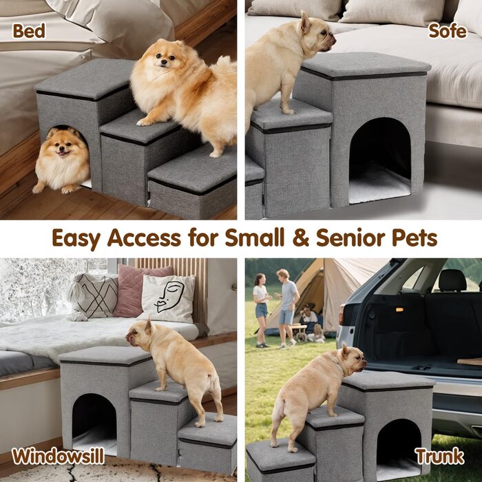 Сходинки для собак FurryPaws: 3-ступенева переносна драбинка для собак до ліжка та дивана, для маленьких та великих собак, ідеальна для подорожей, з неслизькою поверхнею