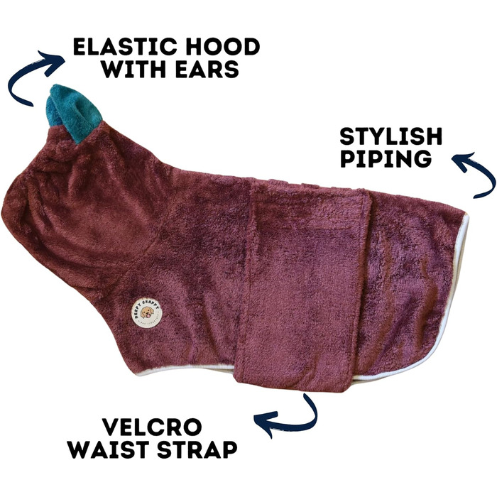 Преміум рушник для собак DERPYCHAPPY: миючий халат, рушник для сушіння, мікрофібра, Корея, для котів та цуценят, розмір M