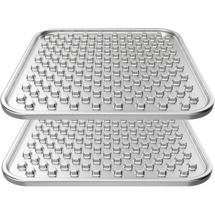 Двошаровий килимок від протікань для собак та котів з нержавіючої сталі, антиковзкий, для зниження тривоги, безпечний для вусів, придатний для миття в посудомийній машині, для повільного годування, 2 шт. Large