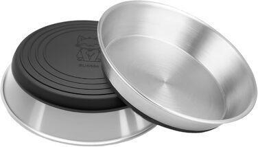 Набір з 2 нержавіючих мисок для котів та цуценят, широкі та плоскі, з антиковзною основою